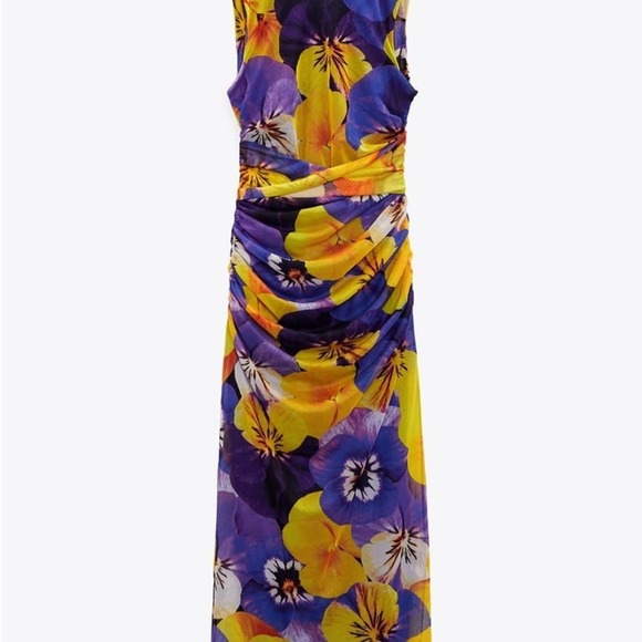 ZARA OPEN BACK PRINTED TULLE DRES - Picture 8 of 11